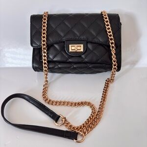 Small LA Express quilted crossbody purse gold tone metal strap